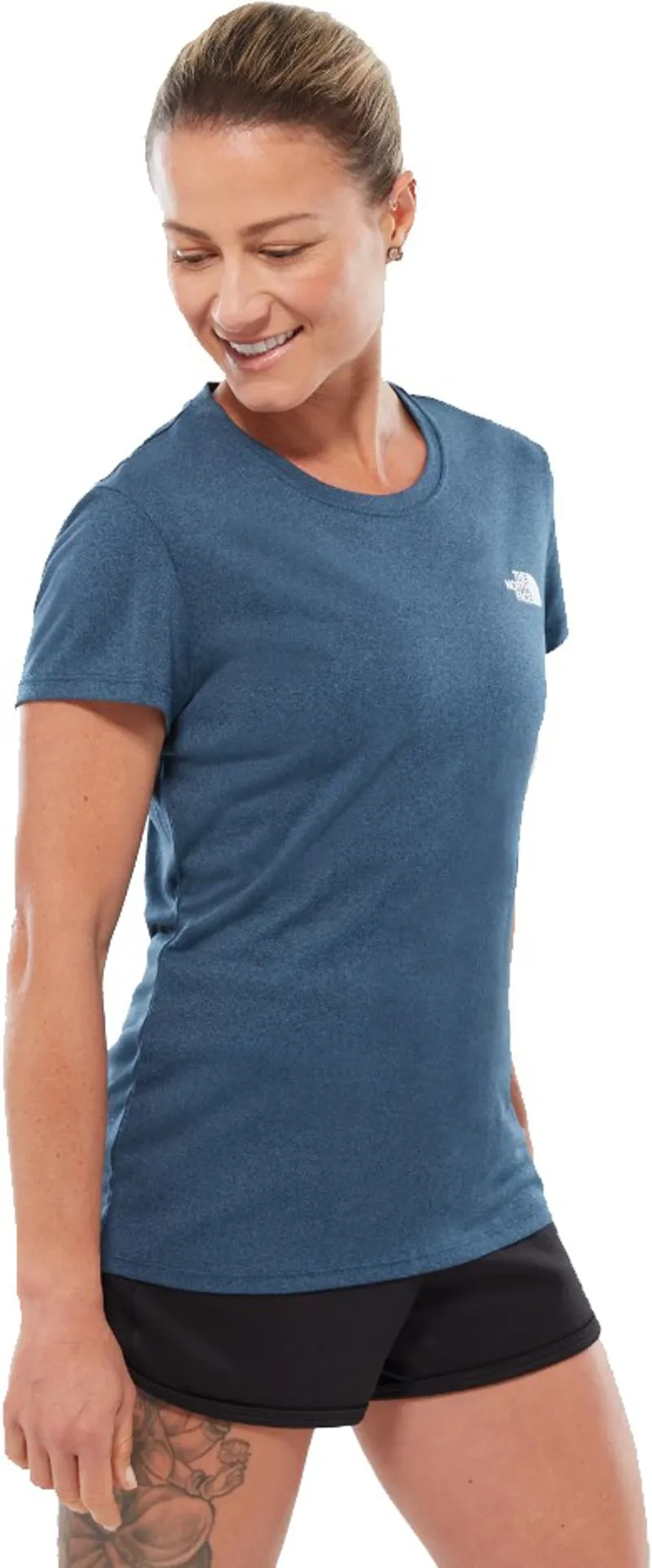 The North Face Womens Reaxion Amp Crew - Blue Wing Teal Heather-2